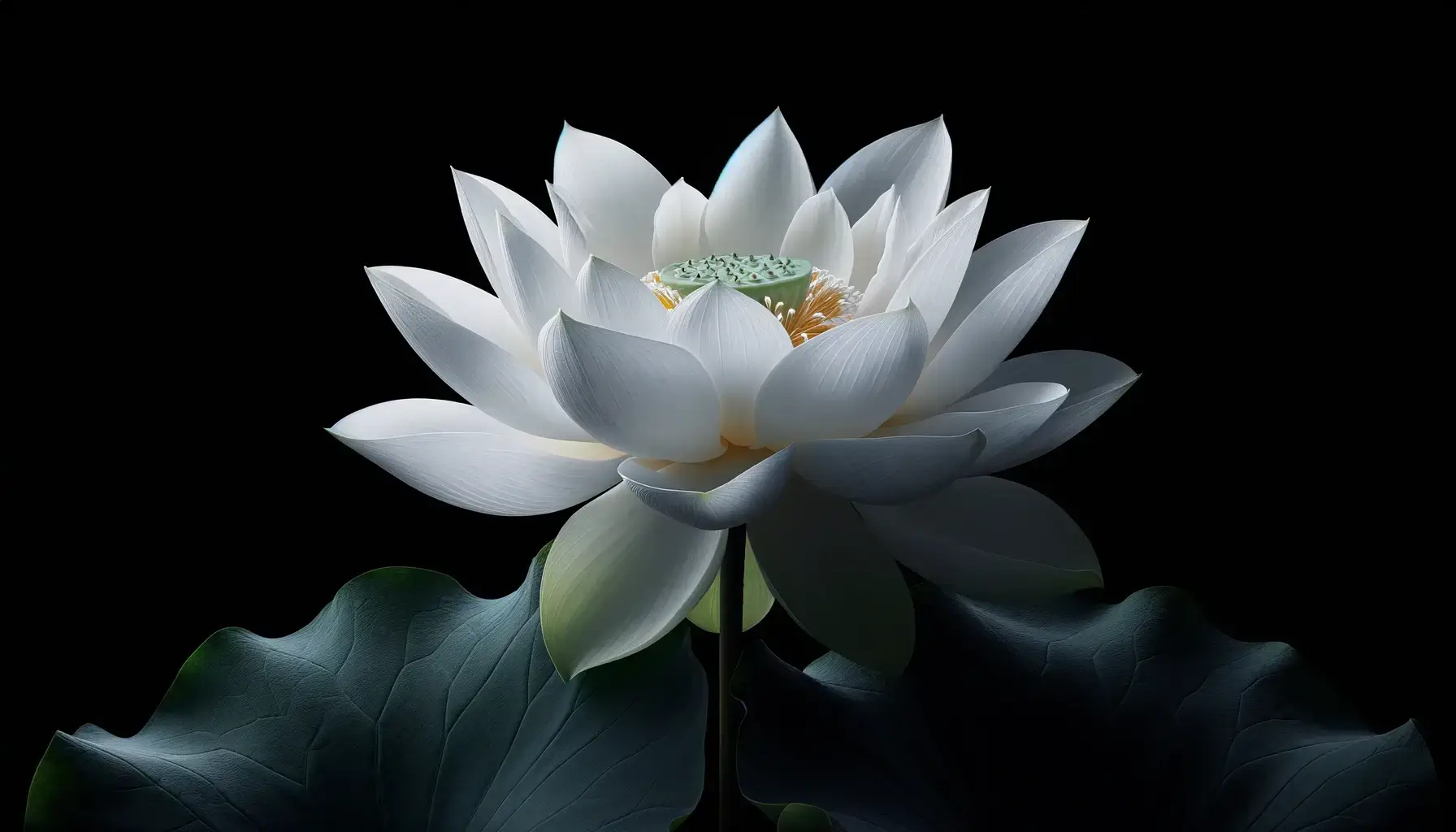 hoa sen trắng và lá