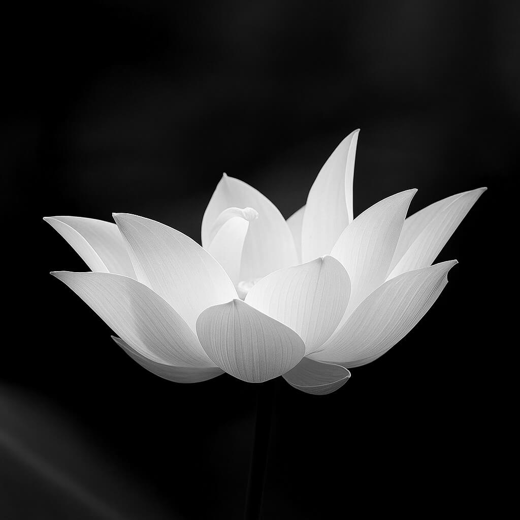 hình hoa sen trắng đen