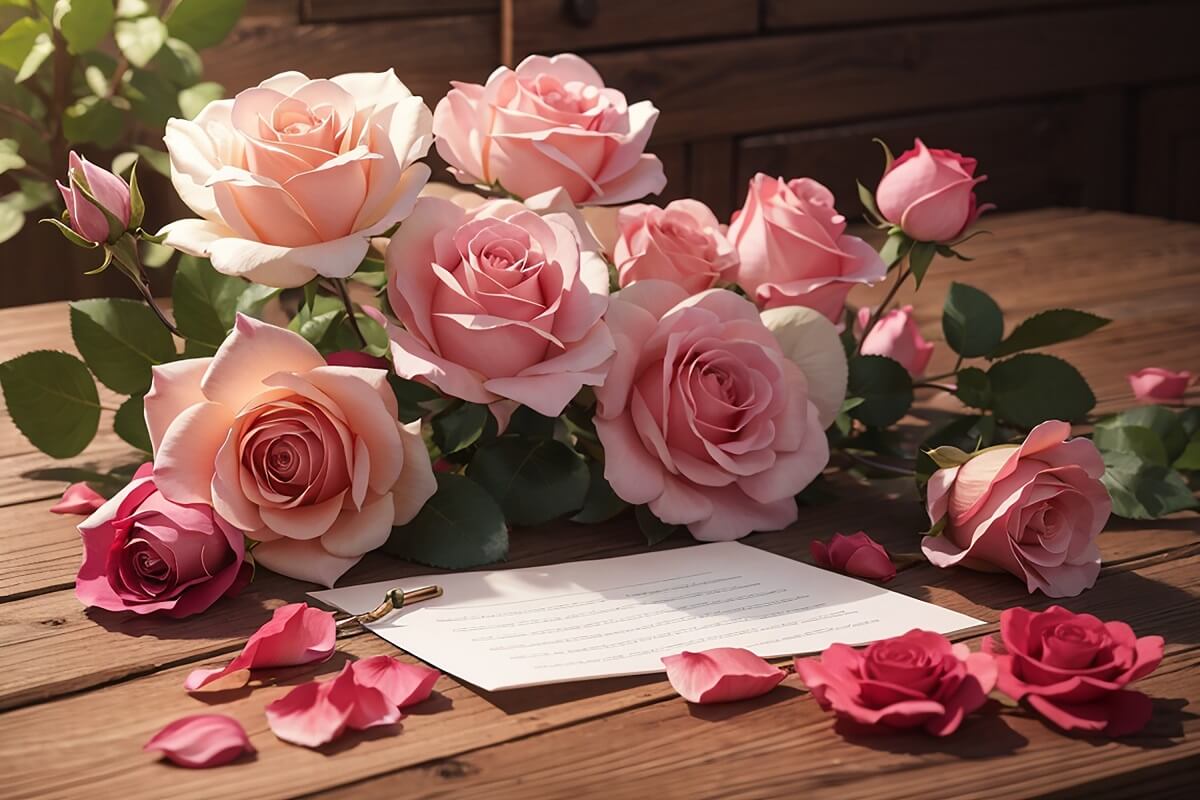 hoa hong tren trang giay